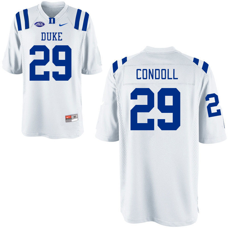 Men #29 Kyren Condoll Duke Blue Devils College Football Jerseys Stitched-White